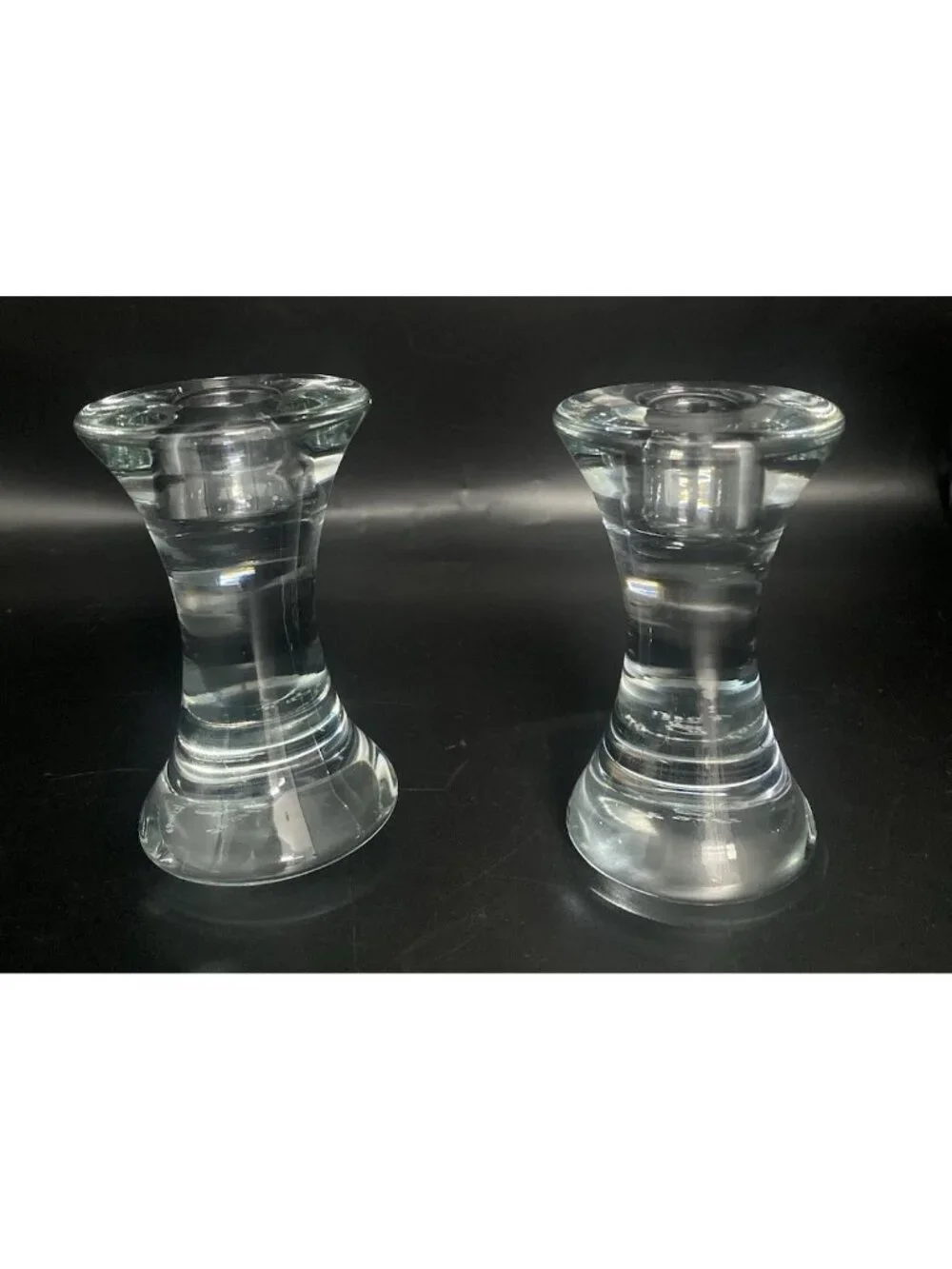 Set of 2 Danish Holmegaard Per Lutken Signed Taper Candle Holders  4.25”